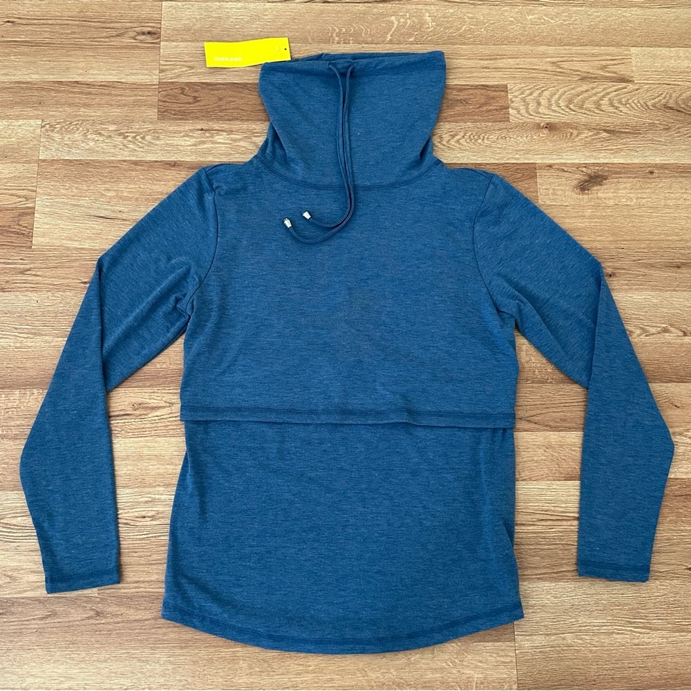 GINKANA Women’s Long Sleeves Maternity Feeding Top Blue Size S NWT